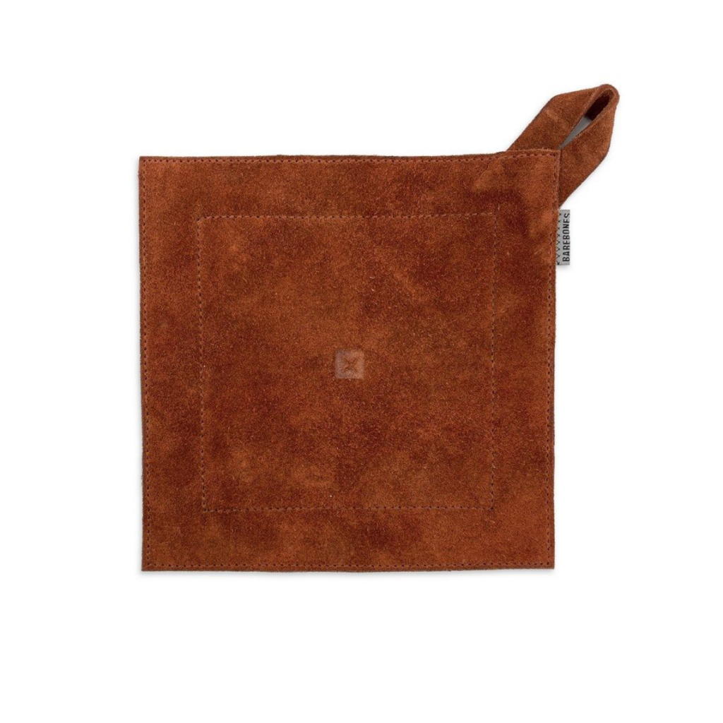 Leren hot pad in terracotta kleur (suède)