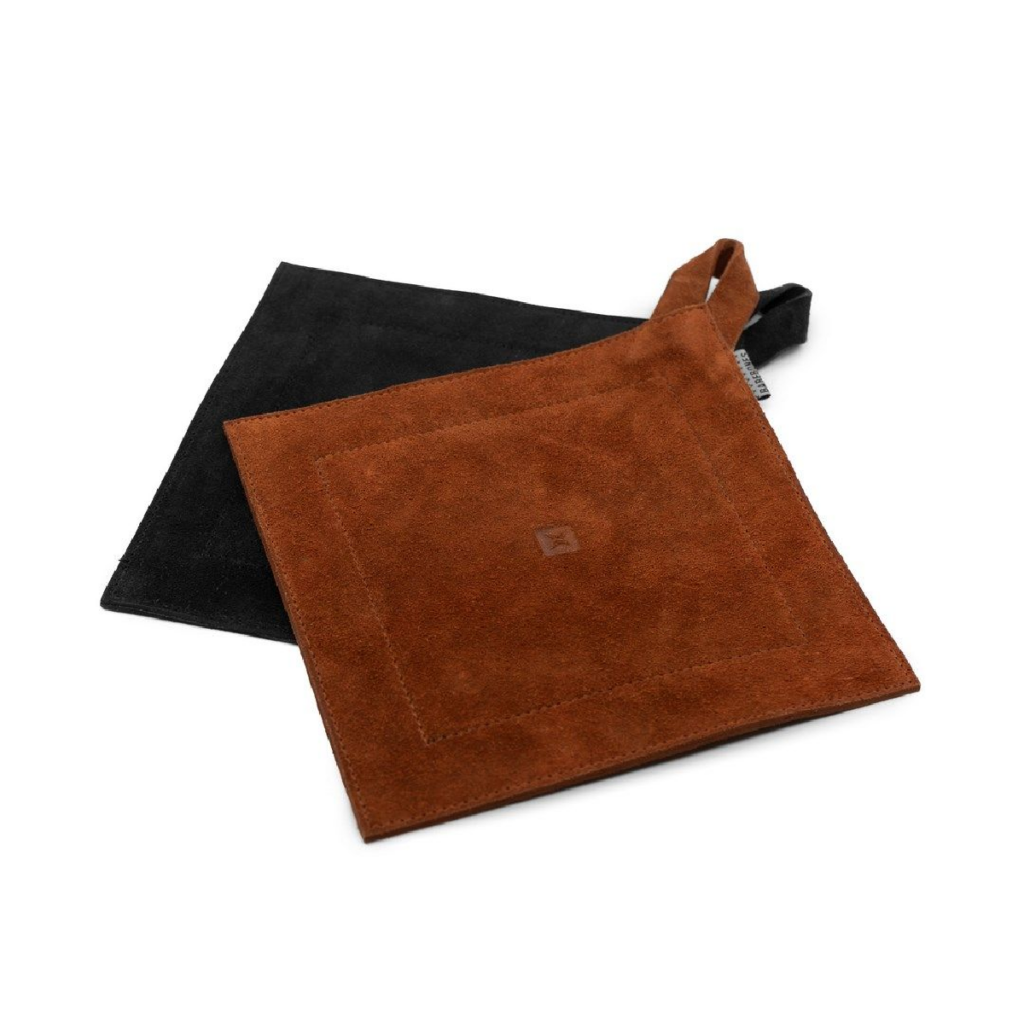 Leren hot pad in terracotta kleur (suède of zwart)