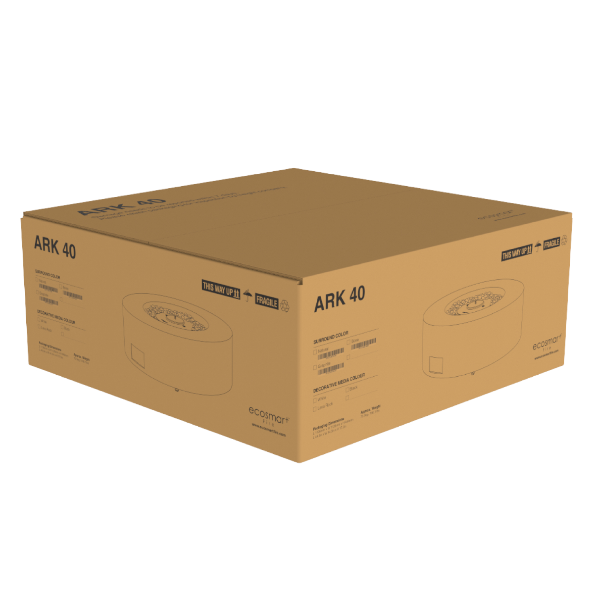 Verpakking EcoSmart Fire - Ark 40 vuurtafel in de doos