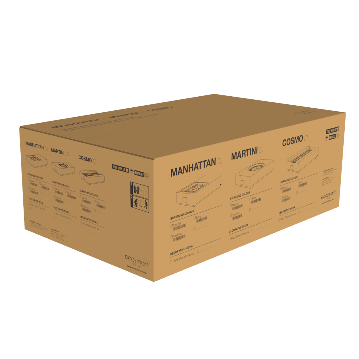 Verpakking EcoSmart Fire - Manhattan 50 vuurtafel in de doos