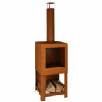Buitenkachel met houtopslag roest - Esschert Design - Afbeelding 6