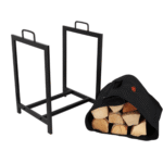 Haardbloktas zwart met houder - Esschert Design